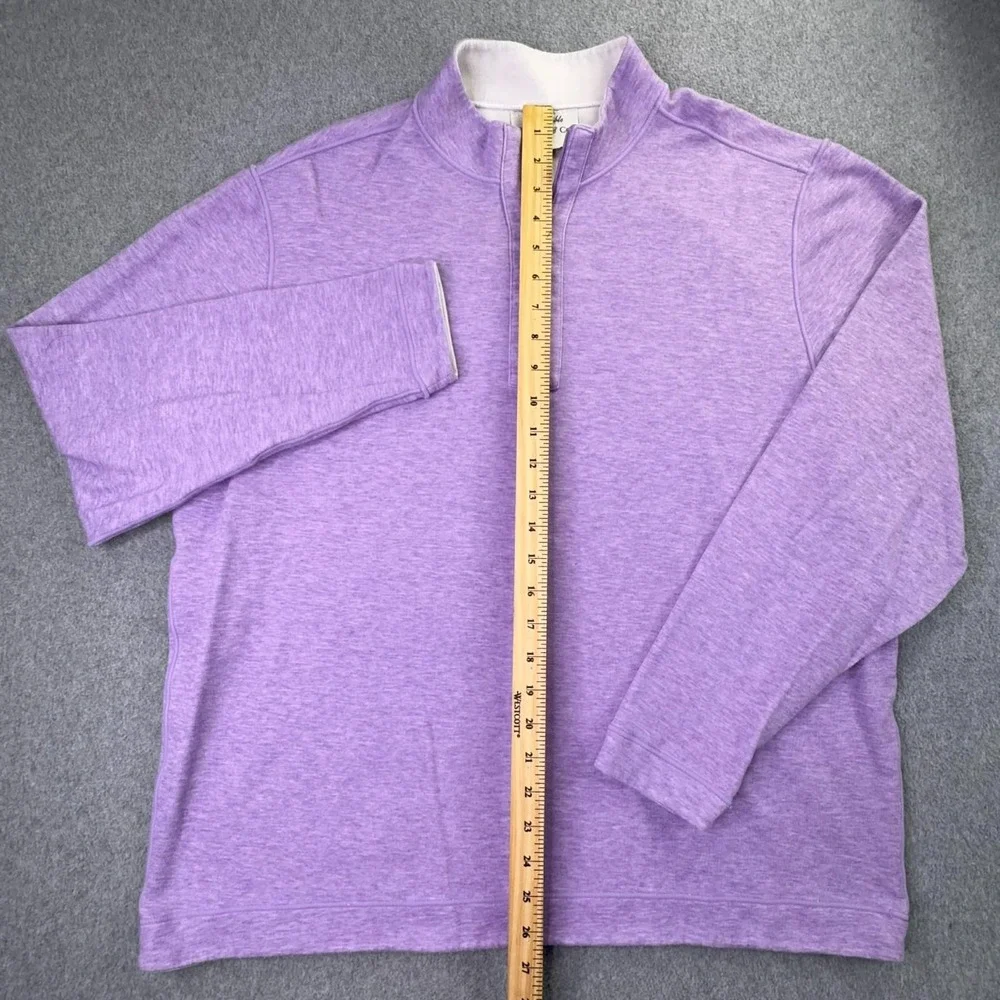 Collars & Co 1/4 Zip Sweater Men's Size XL Reversible Lavender Cream Golf Luxury